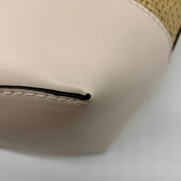 Michael Kors Eva Large Woven Straw and Cream Leather Trim Tote Bag with Leather - Picture 6 of 11